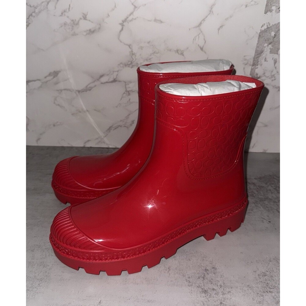 Coach Millie Rubber Rain Bootie Candy Red 11 B (M) $175 Retail